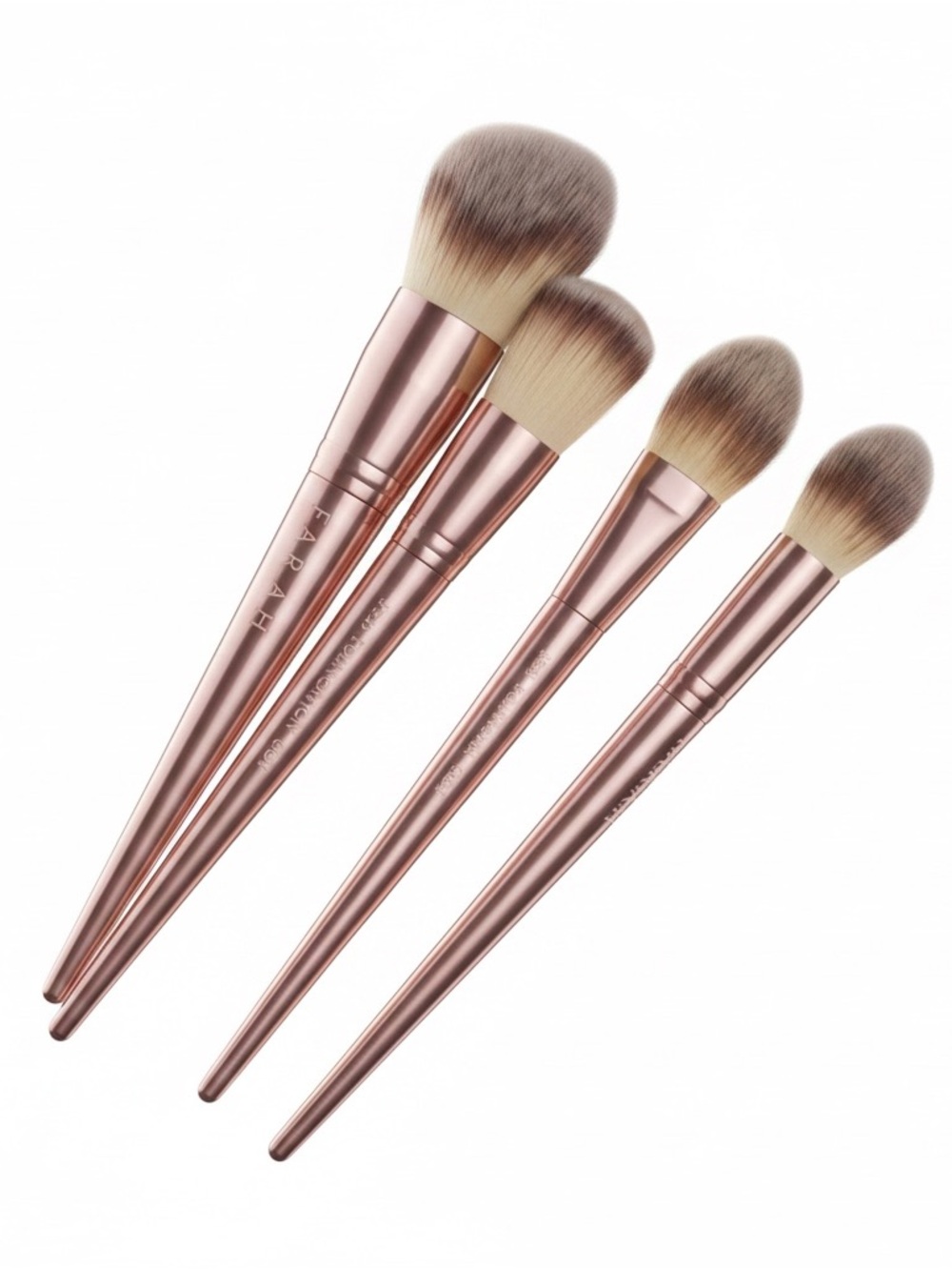 Farah Metallic Pink Handle Makeup 4Brush Set with Pink-Tipped Bristles New